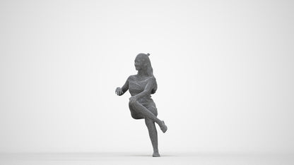 scanned 3D woman casual sitting, photogrammetry people for Enscape and V-Ray, wireframe back view