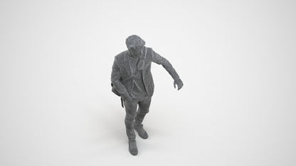 3D scanned man standing casual, photorealistic archviz people for Enscape and SketchUp, wireframe three-quarter view