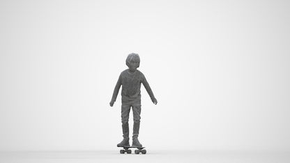 3D scanned boy kids casual, photorealistic archviz people for Enscape and SketchUp, wireframe back view