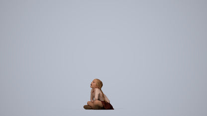 3D people model girl casual kids, scanned human for 3ds Max rendering, top-down view render