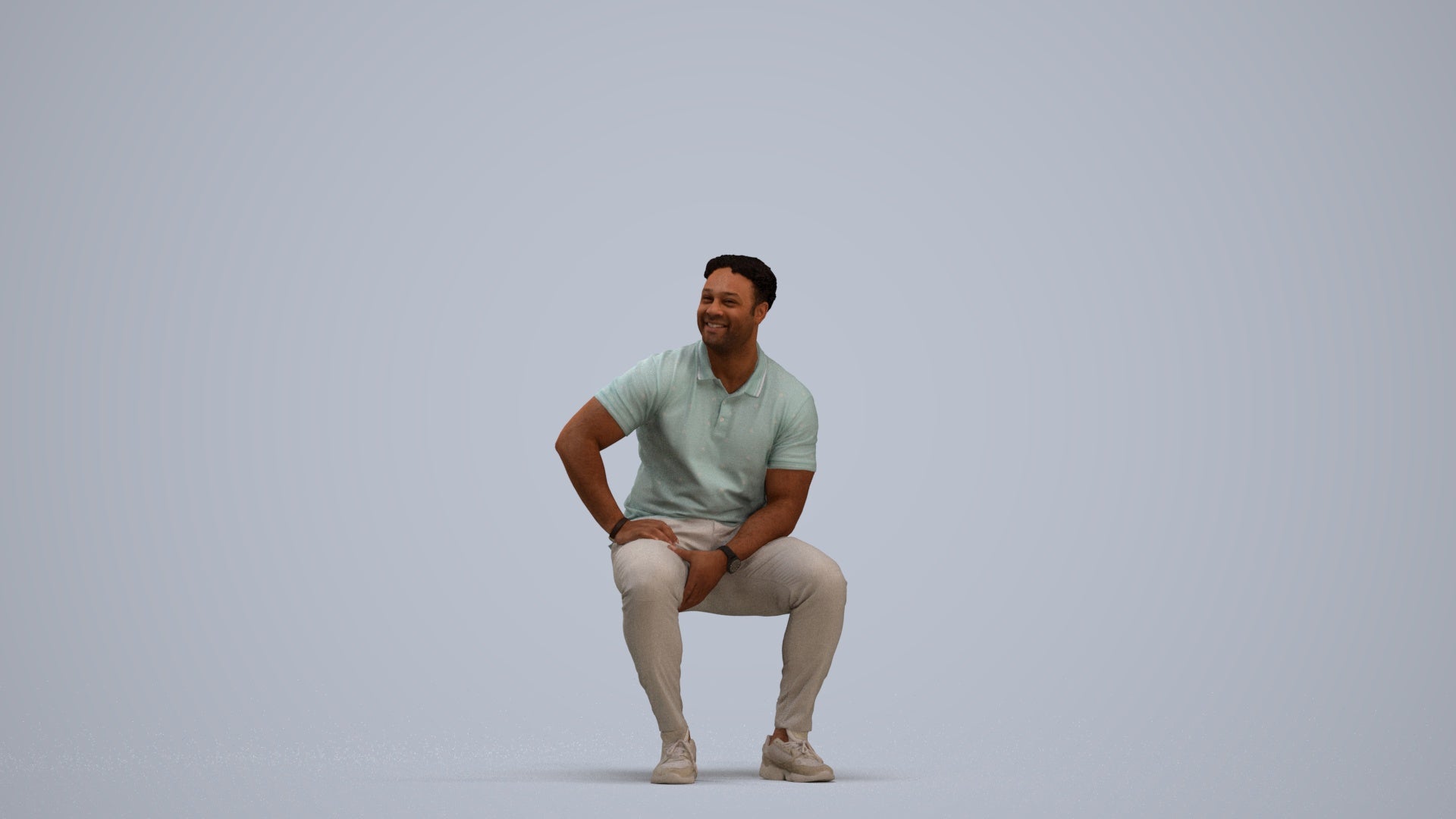 3D scanned man pool casual, photorealistic archviz people for Enscape and SketchUp, standing pose render