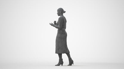realistic 3D woman casual walking, scanned archviz people for Blender and 3ds Max, square thumbnail