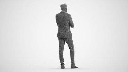 realistic 3D human man business, archviz people FBX OBJ for Blender, wireframe front view