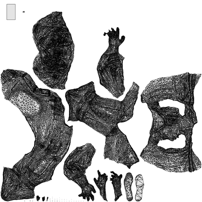 3D human model woman casual sitting, photogrammetry scanned person for archviz, wireframe top-down view