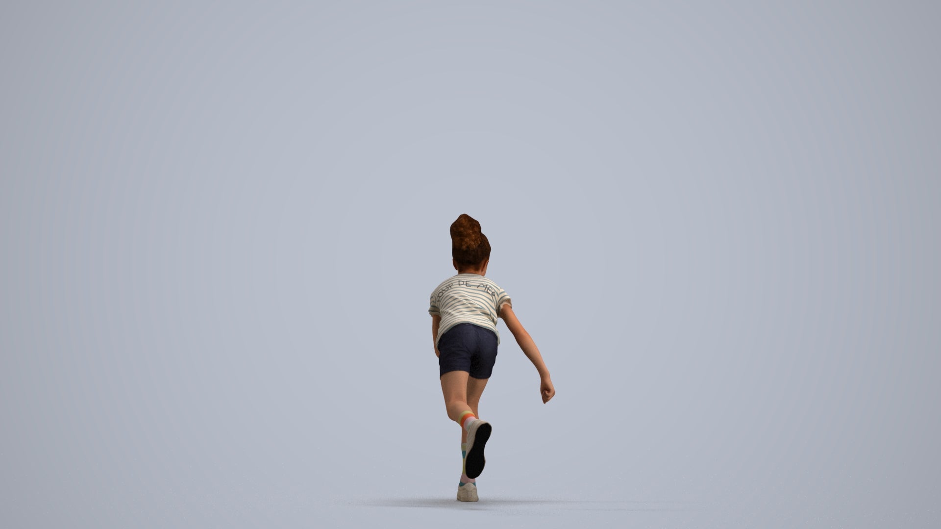 realistic 3D human girl casual kids, archviz people FBX OBJ for Blender, front view render