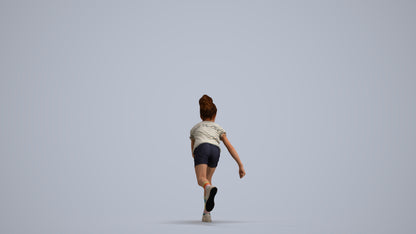 realistic 3D human girl casual kids, archviz people FBX OBJ for Blender, front view render