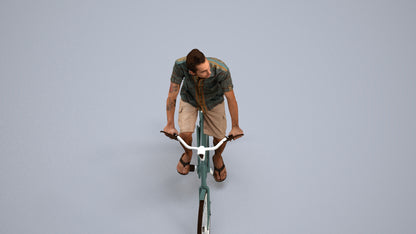 photogrammetry 3D man casual cycling, realistic human model archviz FBX, back view render