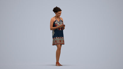 photogrammetry 3D woman standing, realistic human model archviz FBX, standing pose render