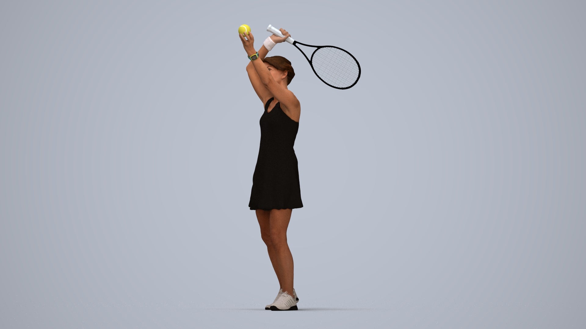 scanned 3D woman sport, photogrammetry people for Enscape and V-Ray, top-down view render
