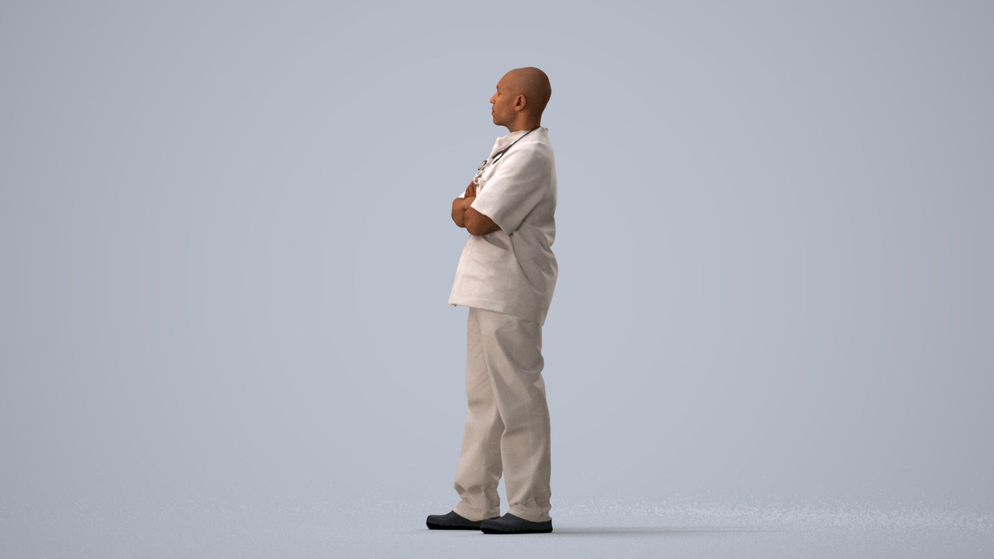 scanned 3D man medical, photogrammetry people for Enscape and V-Ray, three-quarter view render