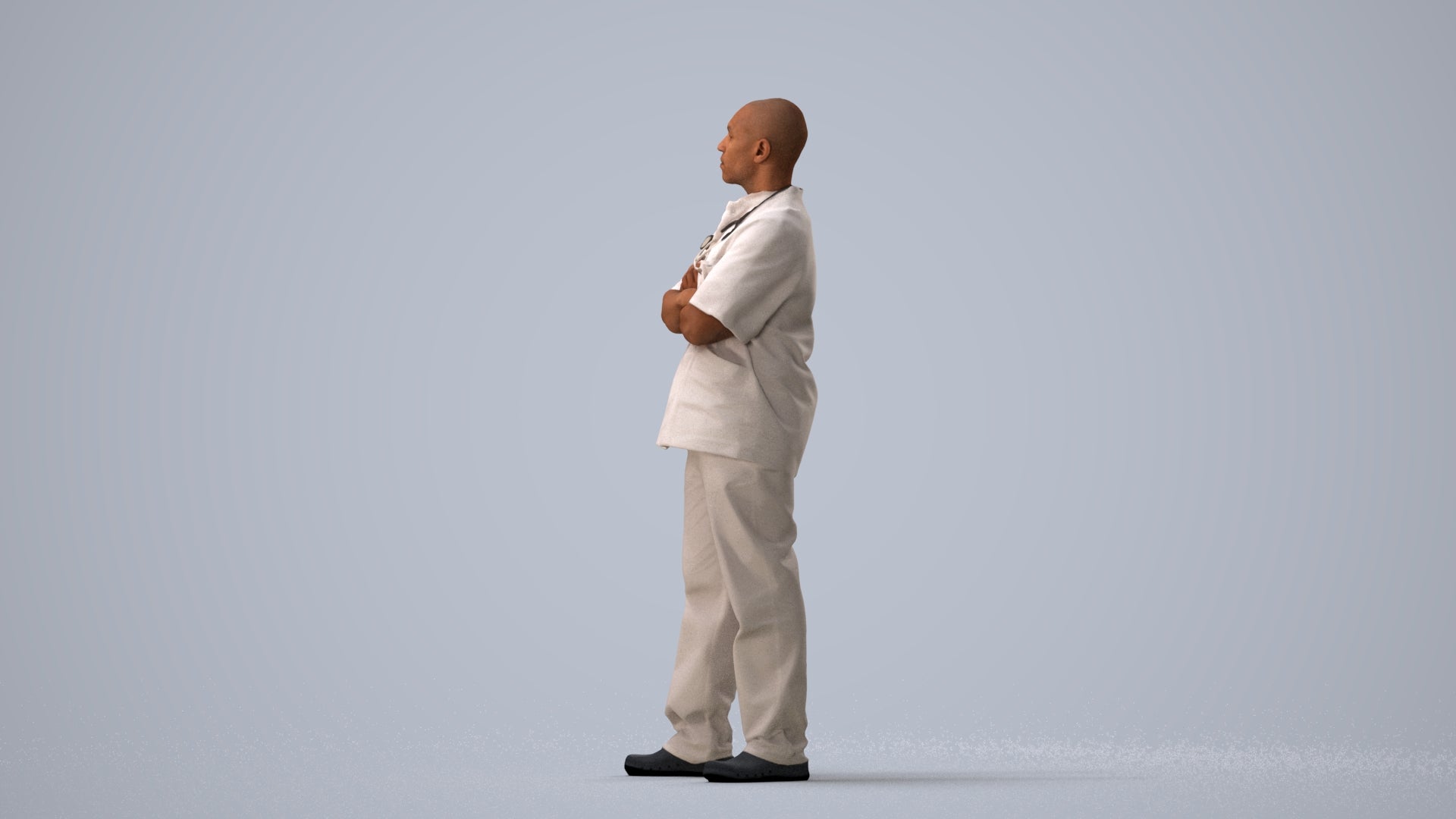 scanned 3D man medical, photogrammetry people for Enscape and V-Ray, three-quarter view render