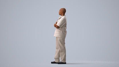 scanned 3D man medical, photogrammetry people for Enscape and V-Ray, three-quarter view render
