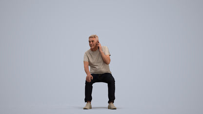 realistic 3D human senior man casual sitting, archviz people FBX OBJ for Blender, standing pose render