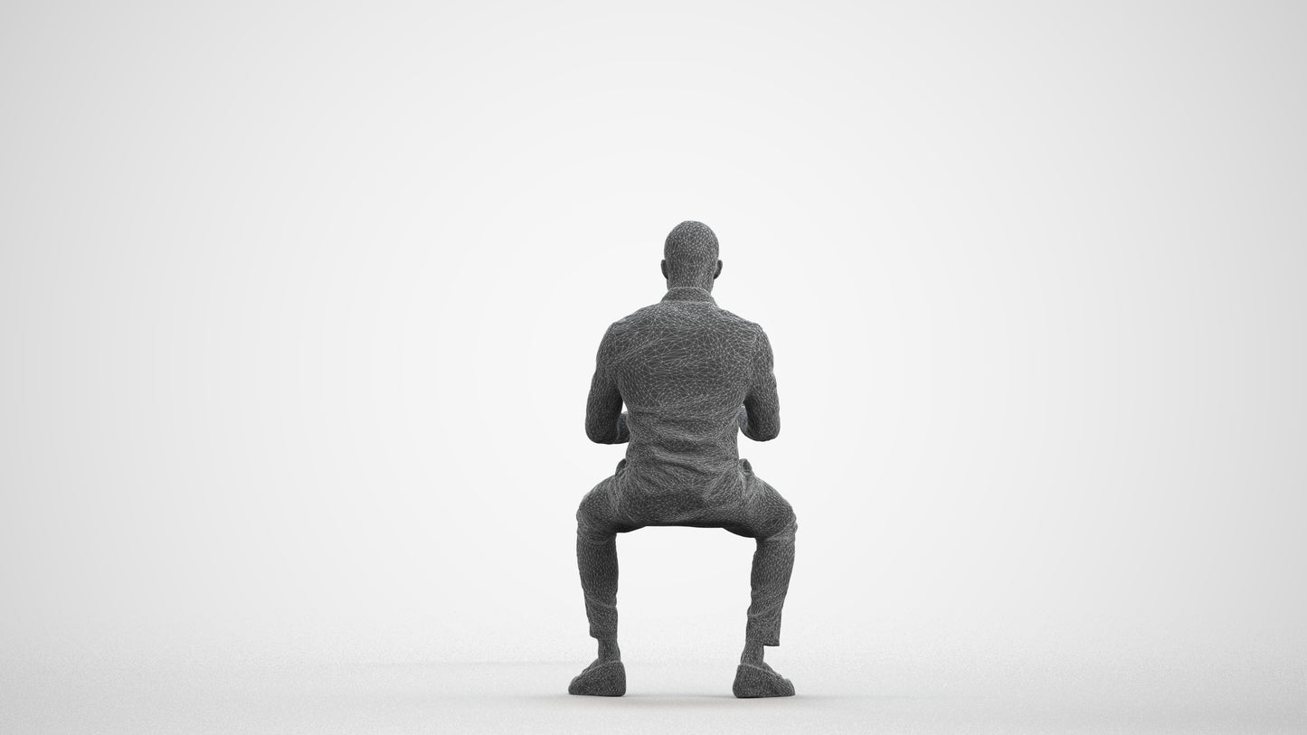 scanned 3D man business, photogrammetry people for Enscape and V-Ray, wireframe front view