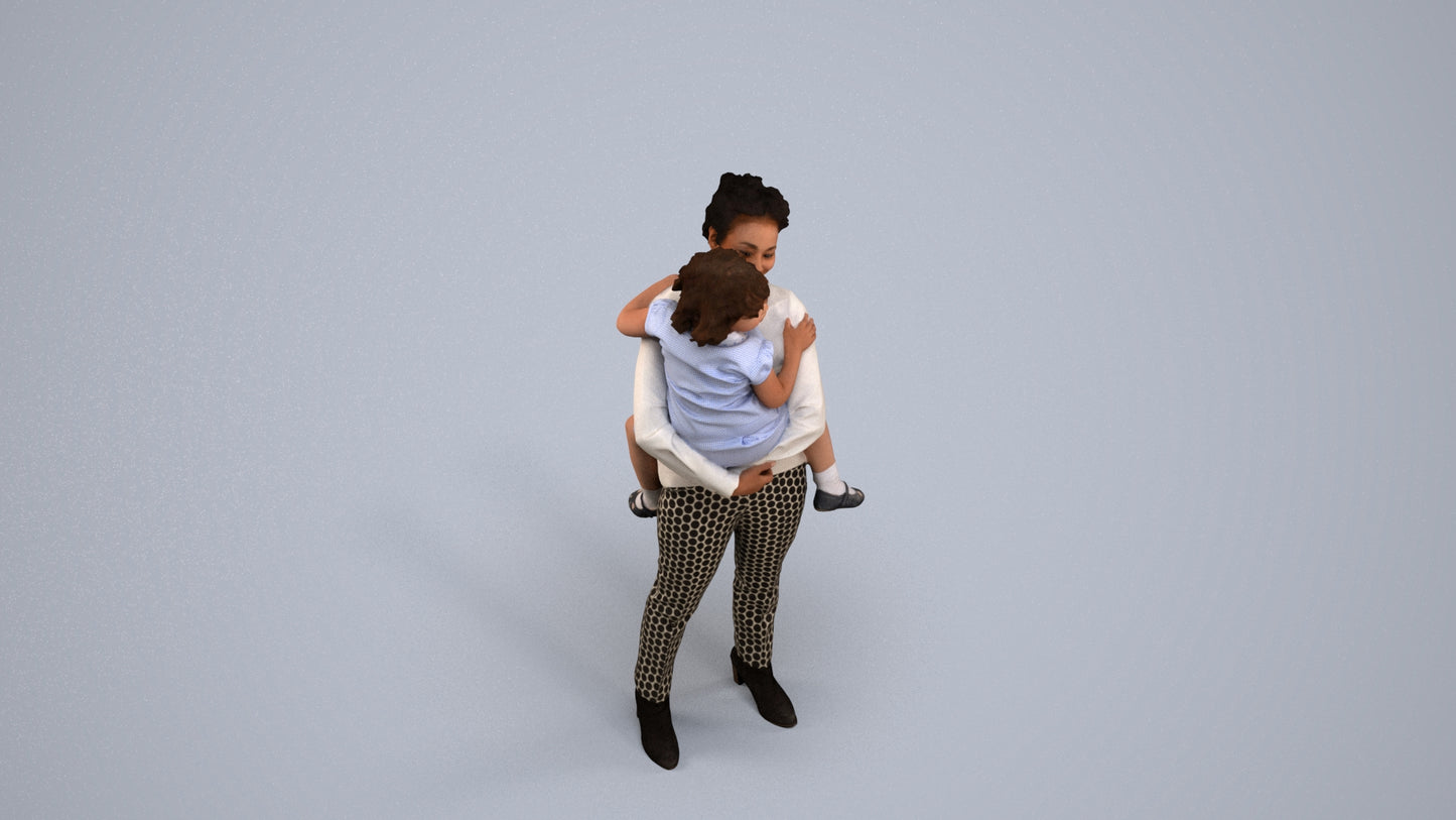 realistic 3D people girl casual kids, render-ready for V-Ray and Corona, FBX OBJ, back view render