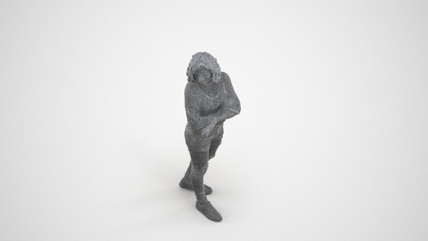 3D people model woman casual walking, scanned human for 3ds Max rendering, wireframe three-quarter view