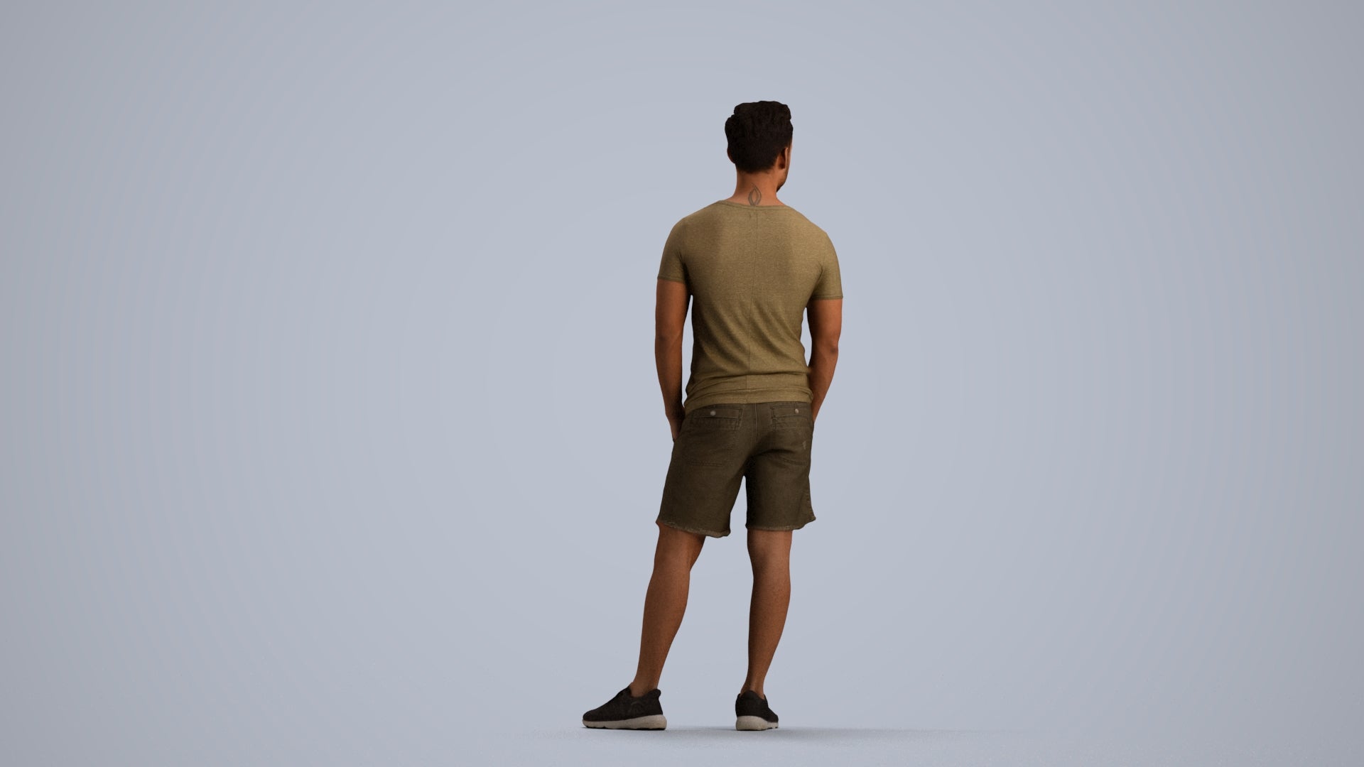 3D people model man casual standing, scanned human for 3ds Max rendering, front view render