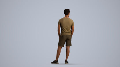 3D people model man casual standing, scanned human for 3ds Max rendering, front view render