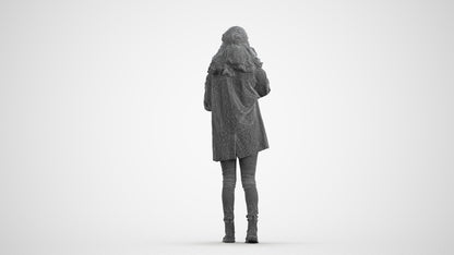 realistic 3D human woman casual walking, archviz people FBX OBJ for Blender, wireframe front view