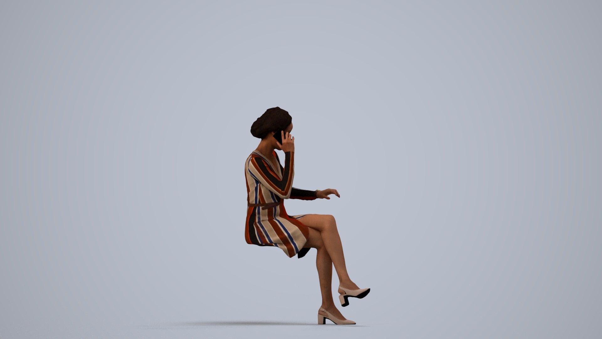 photogrammetry 3D woman casual business, realistic human model archviz FBX, side view render