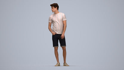 3D scanned man standing casual, photorealistic archviz people for Enscape and SketchUp, top-down view render