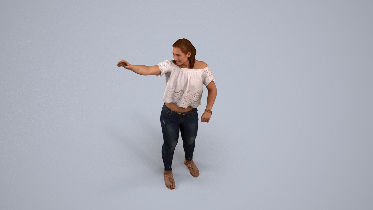 photogrammetry 3D woman casual standing, realistic human model archviz FBX, back view render