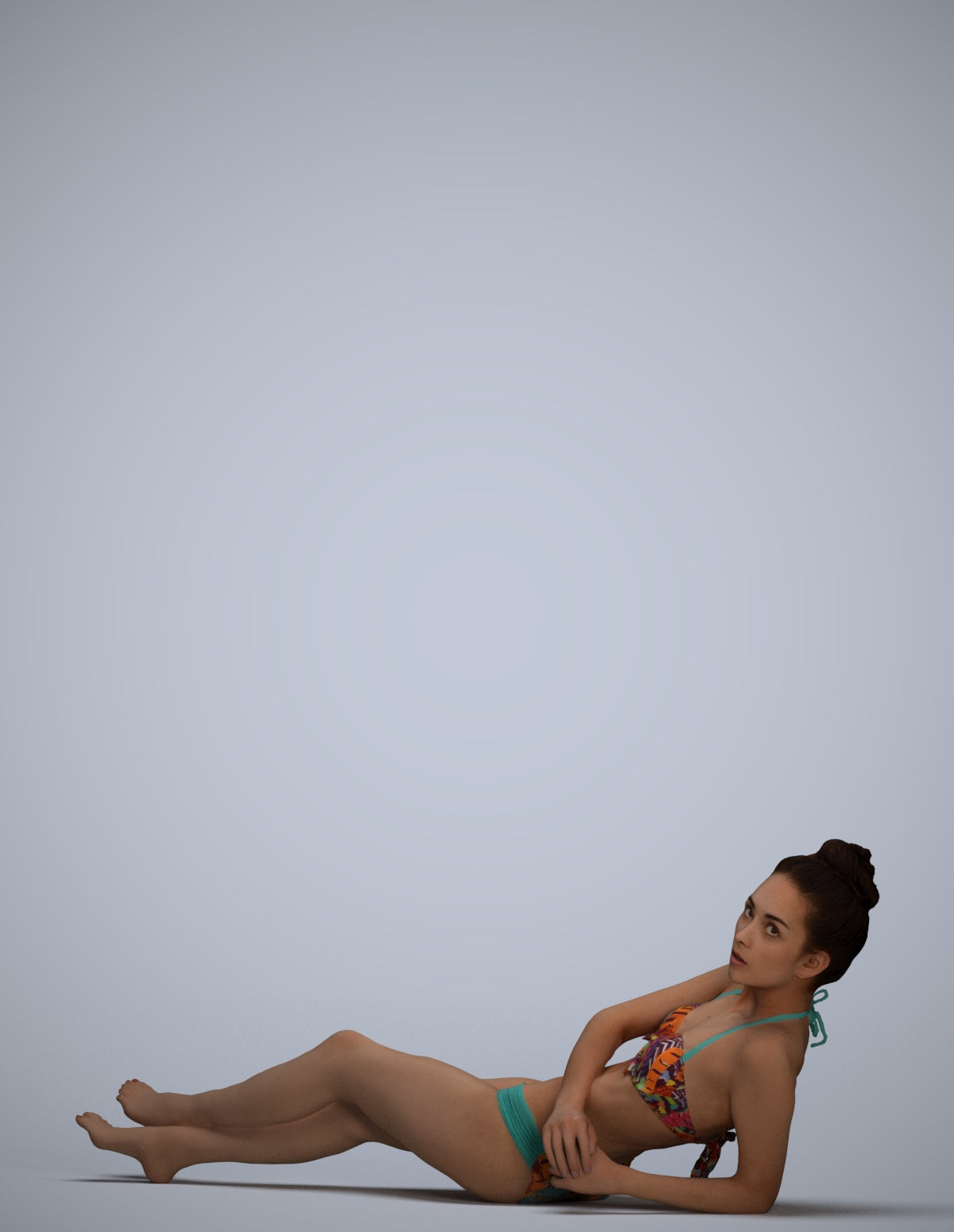 realistic 3D woman pool, scanned archviz people for Blender and 3ds Max