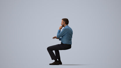 photogrammetry 3D man business, realistic human model archviz FBX, three-quarter view render