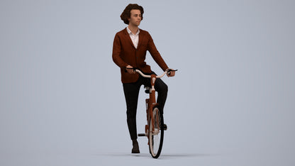 scanned 3D man business cycling, photogrammetry people for Enscape and V-Ray, standing pose render