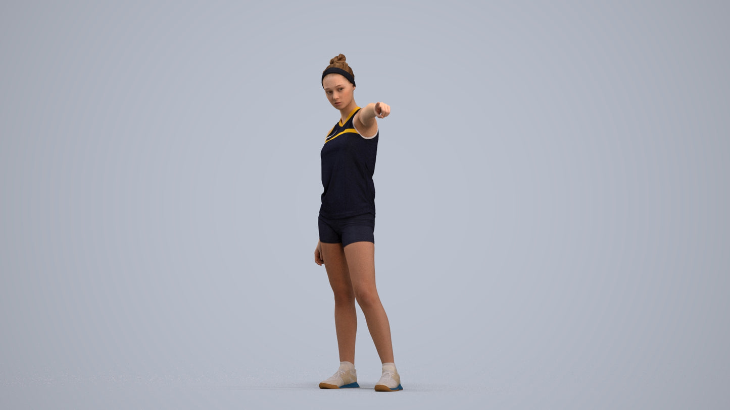 scanned 3D girl sport, photogrammetry people for Enscape and V-Ray, standing pose render