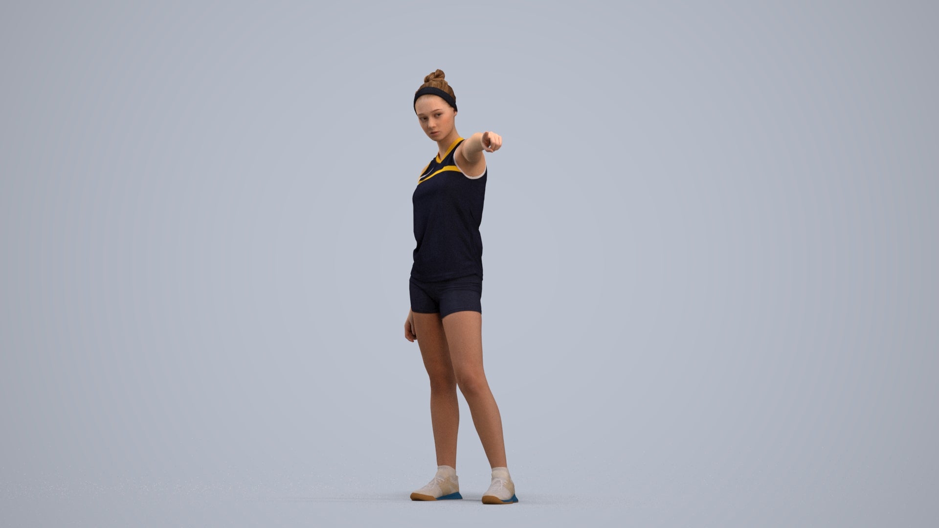 scanned 3D girl sport, photogrammetry people for Enscape and V-Ray, standing pose render