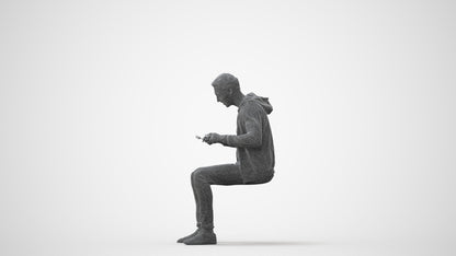 realistic 3D man casual sitting, scanned archviz people for Blender and 3ds Max, square thumbnail