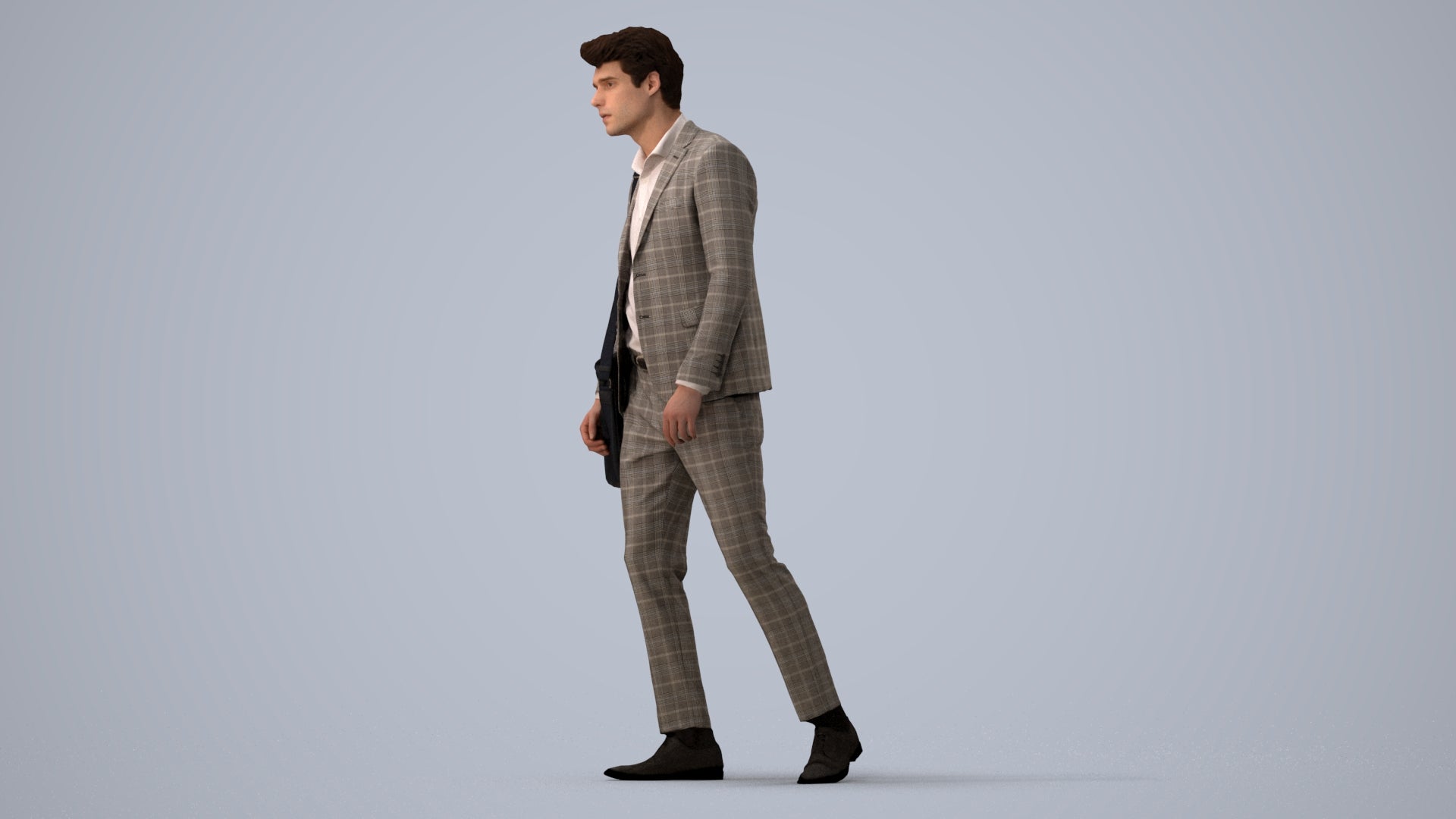 scanned 3D man business, photogrammetry people for Enscape and V-Ray, three-quarter view render