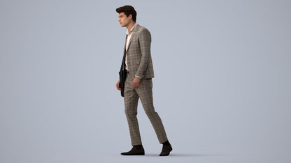 scanned 3D man business, photogrammetry people for Enscape and V-Ray, three-quarter view render
