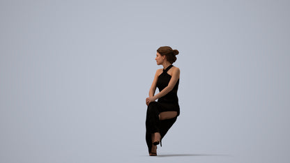 realistic 3D woman formal formalaffairs, scanned archviz people for Blender and 3ds Max, three-quarter view render