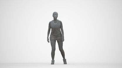3D people model woman sport, scanned human for 3ds Max rendering, wireframe back view