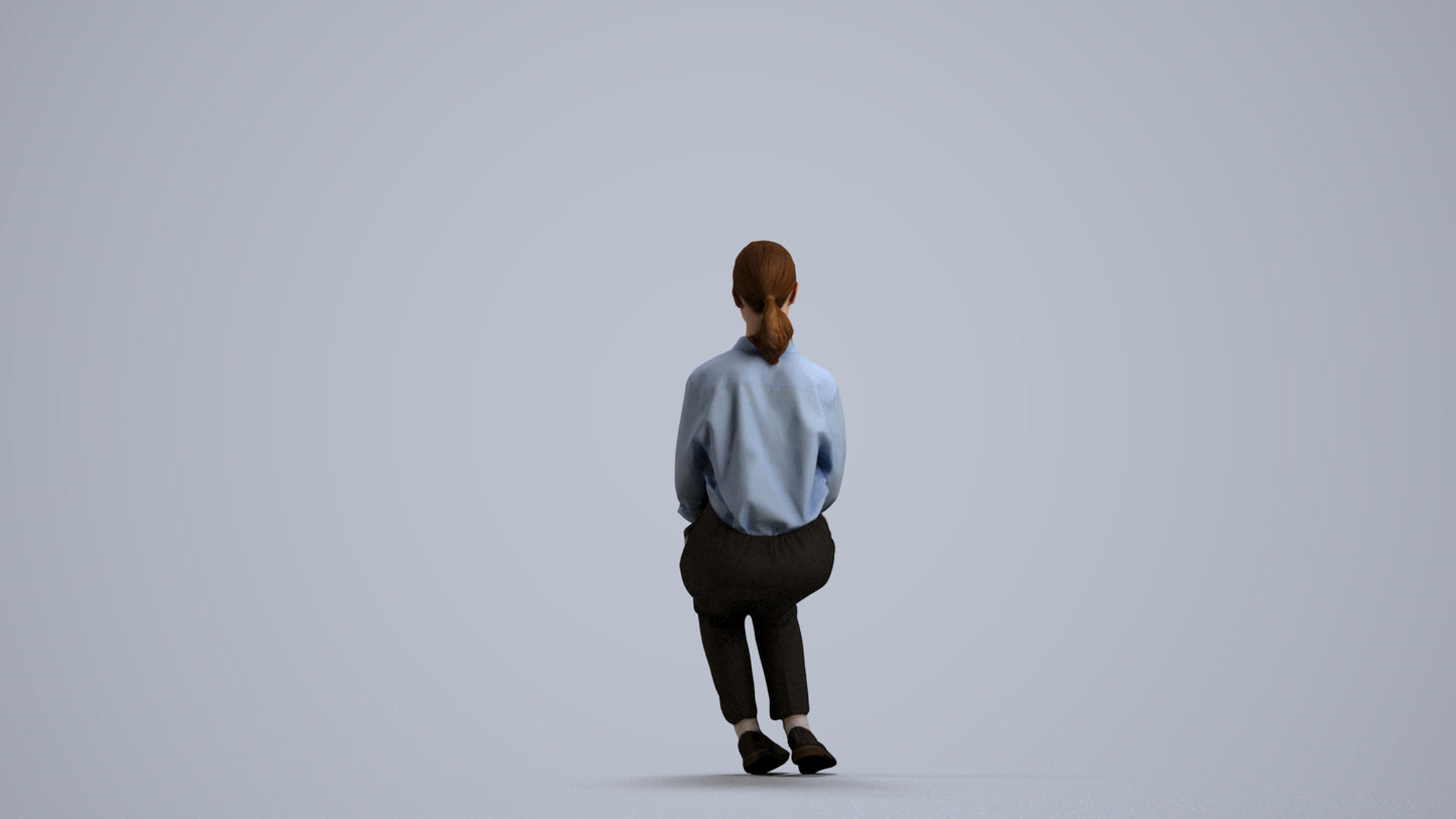 realistic 3D human girl kids, archviz people FBX OBJ for Blender, front view render