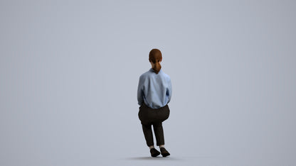 realistic 3D human girl kids, archviz people FBX OBJ for Blender, front view render