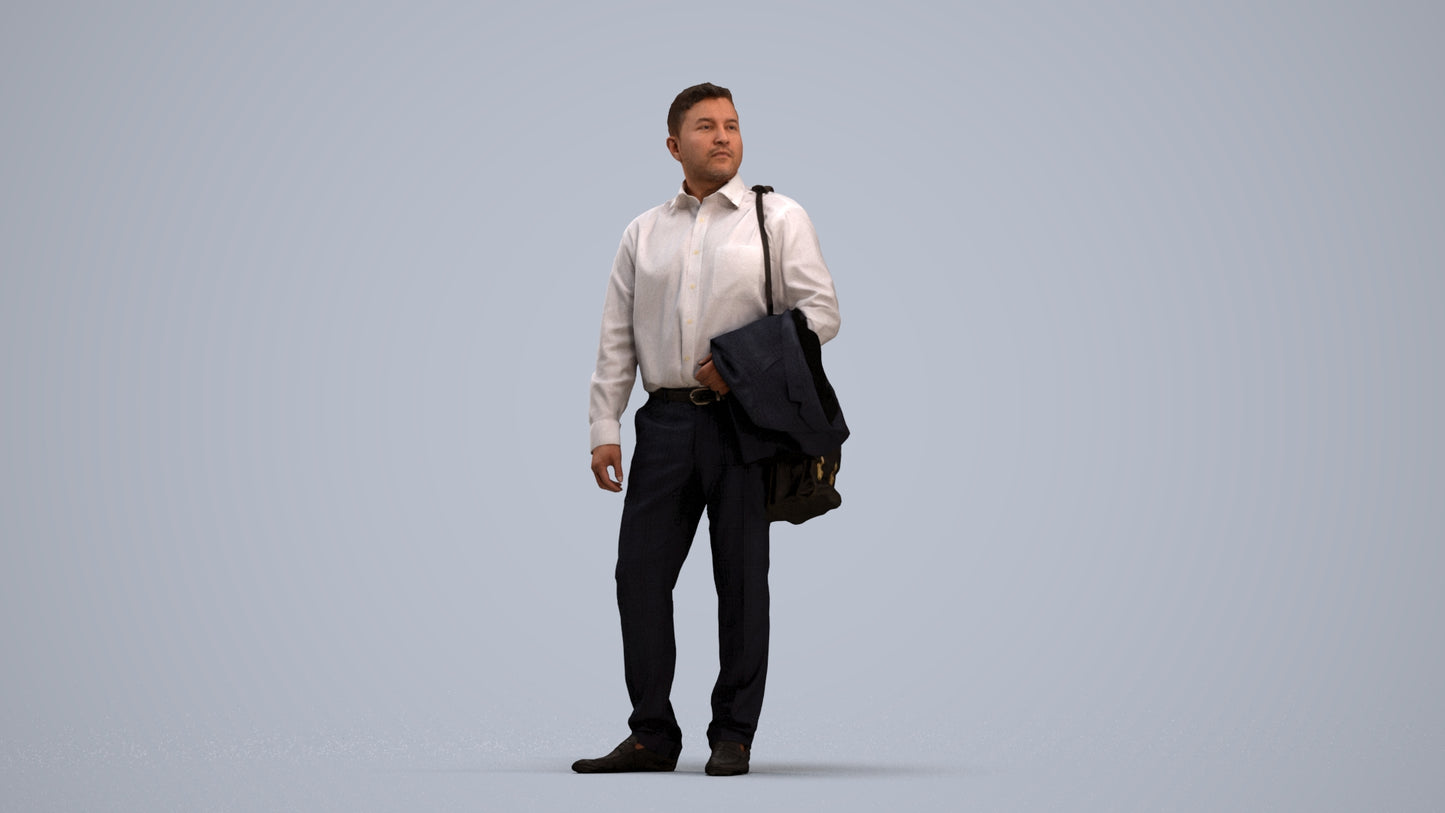 realistic 3D man business, scanned archviz people for Blender and 3ds Max, standing pose render
