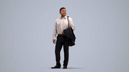 realistic 3D man business, scanned archviz people for Blender and 3ds Max, standing pose render