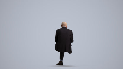 realistic 3D human senior man business, archviz people FBX OBJ for Blender, front view render