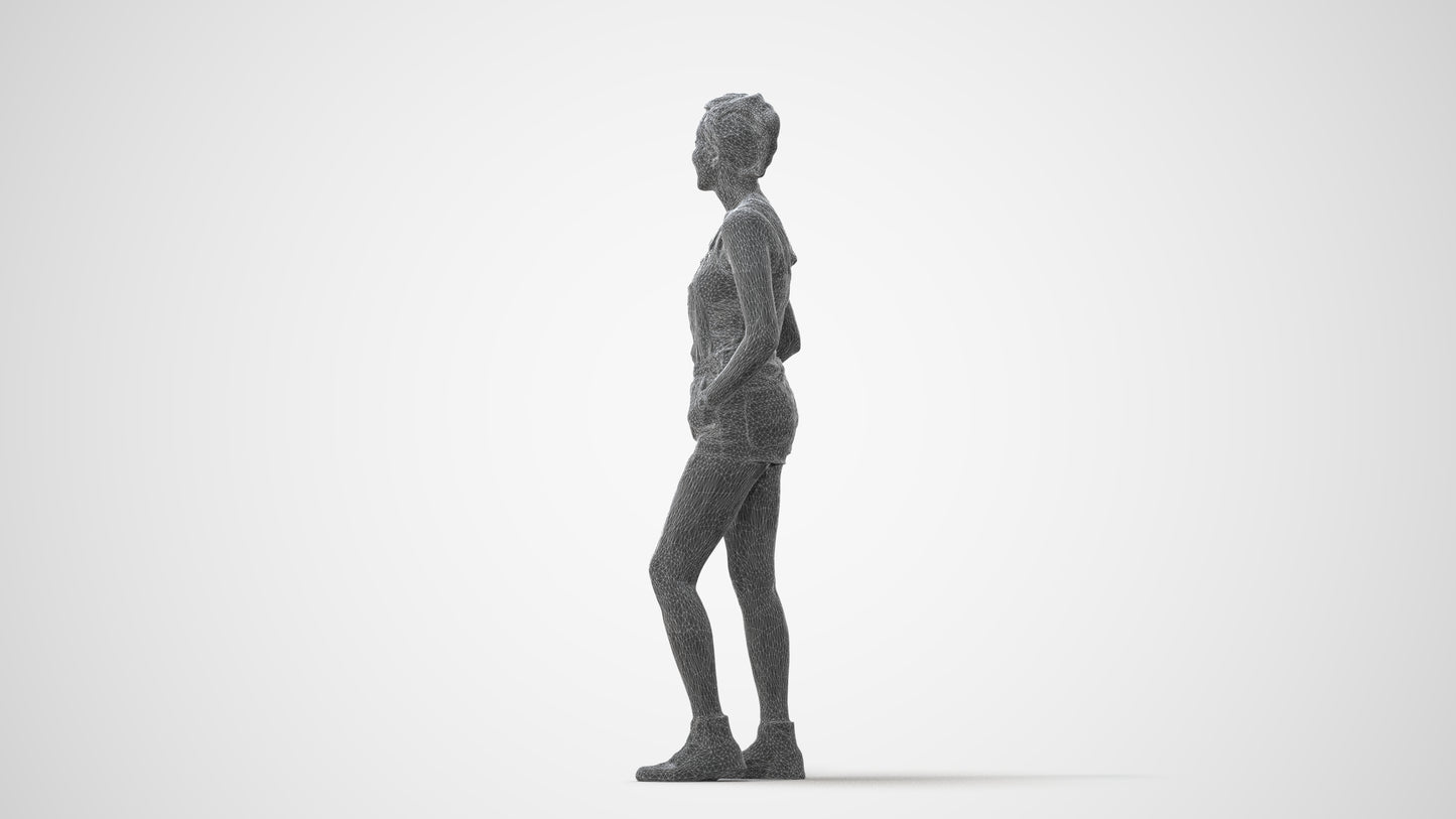 3D people model woman casual standing, scanned human for 3ds Max rendering, square thumbnail