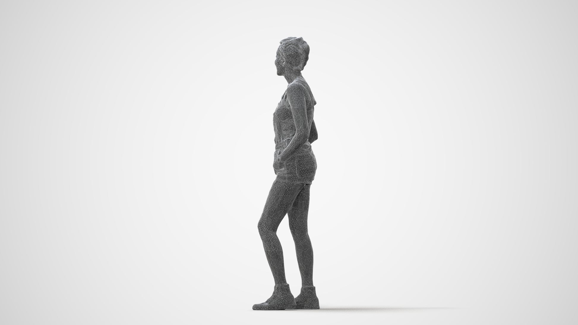 3D people model woman casual standing, scanned human for 3ds Max rendering, square thumbnail