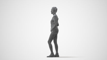3D people model woman casual standing, scanned human for 3ds Max rendering, square thumbnail