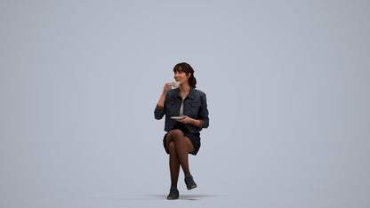 3D people model woman casual sitting, scanned human for 3ds Max rendering, standing pose render