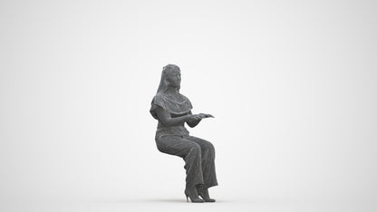 3D human model woman casual business, photogrammetry scanned person for archviz, three-quarter front view render