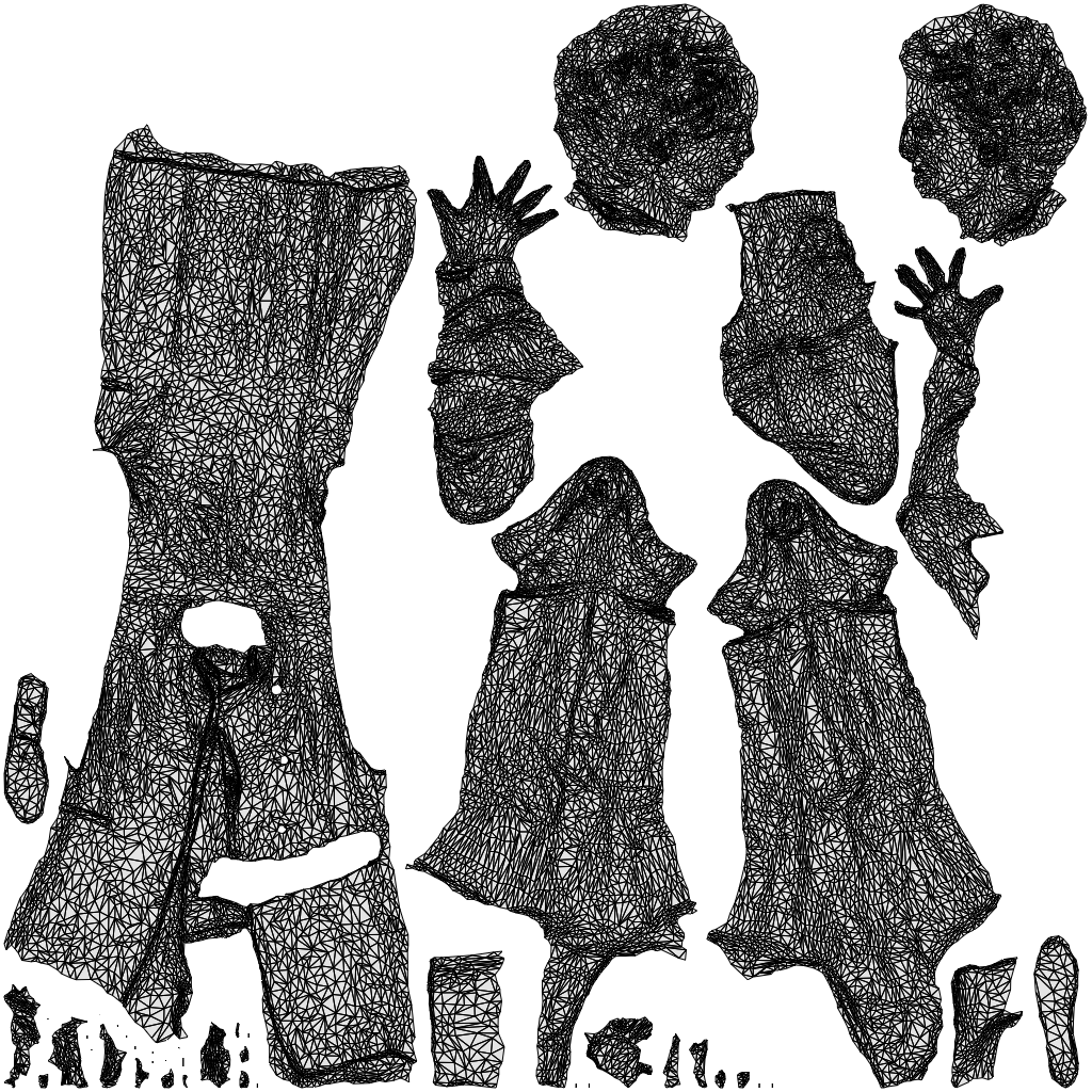 3D human model woman business, photogrammetry scanned person for archviz, wireframe top-down view