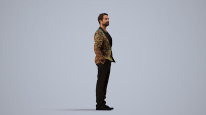 photogrammetry 3D man formal formalaffairs, realistic human model archviz FBX, side view render