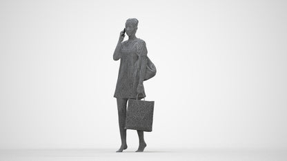 3D people model woman casual mix, scanned human for 3ds Max rendering, wireframe back view