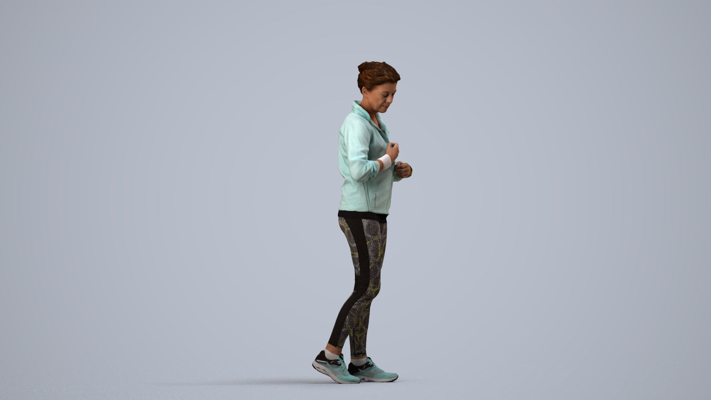 3D people model woman sport, scanned human for 3ds Max rendering, side view render